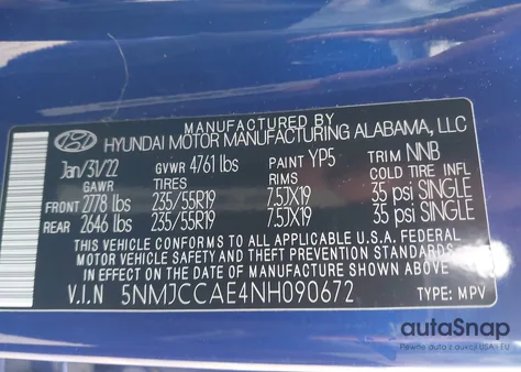 2022 Hyundai Tucson Sel from USA, damaged, VIN 5NMJCCAE4NH090672